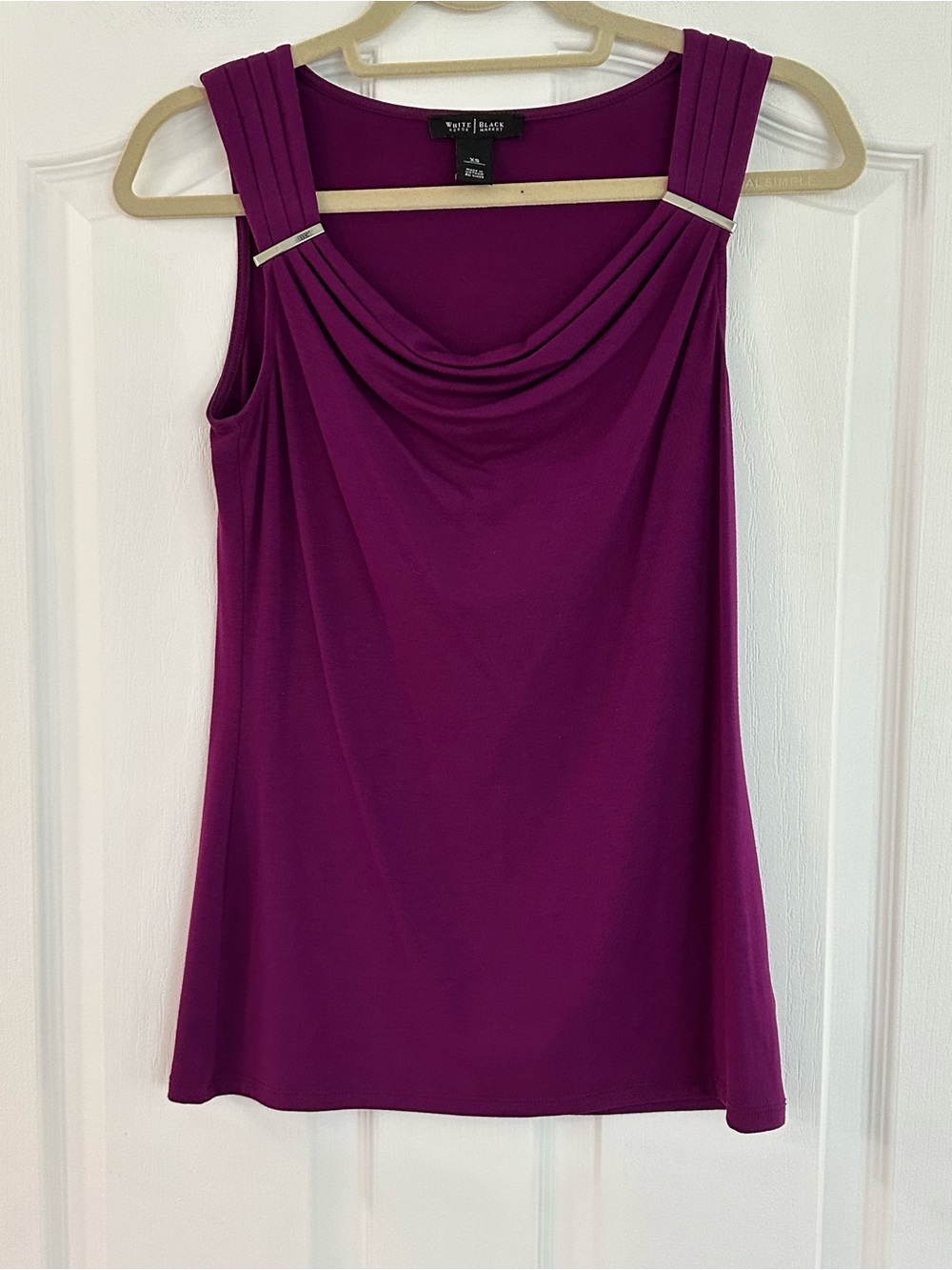 White House Black Market Draped Neck Sleeveless Tank - Plum